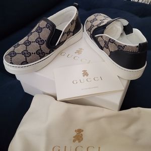 NIB Gucci Toddler GG Kid's Board Slip On Sneakers Blue (Gucci Sz 25 / US 9)